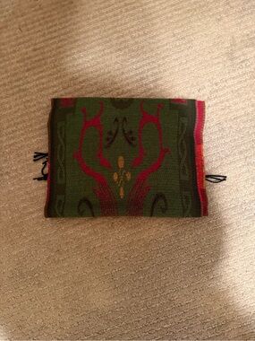 Green and Red Patterned Knit Pouch